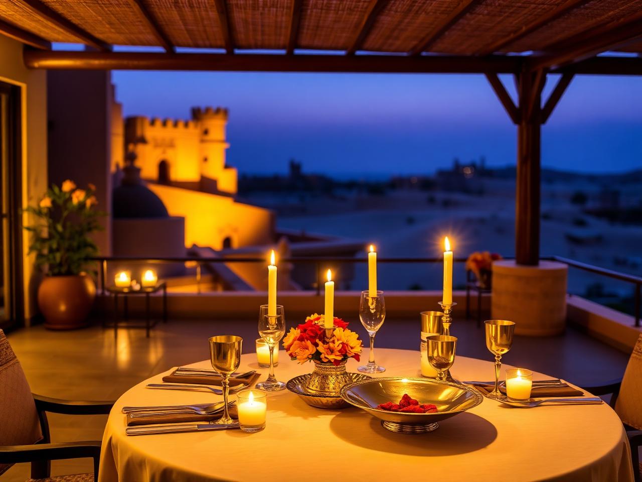 Candlelit royal Rajasthani dining at Desert Domain, Jaisalmer